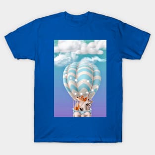 “Hot Air Balloon Adventures - Raccoon & Fox” T-Shirt